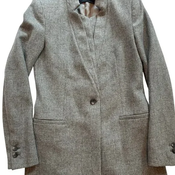 Zara Basic Collection Grey Lambswool Longline Coat Blazer Jacket XS - Picture 6 of 16